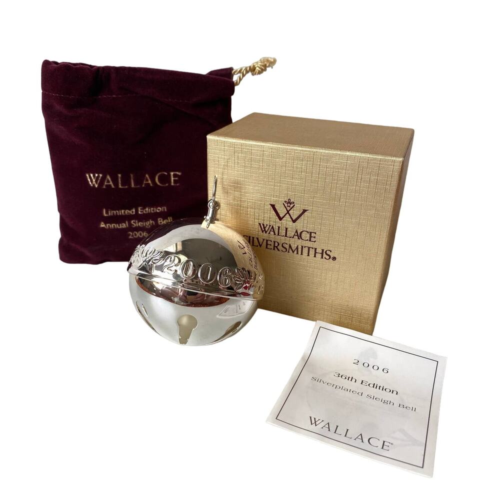 Vintage 2006 Wallace annual sleigh bell, Limited Edition ornament, silver plate